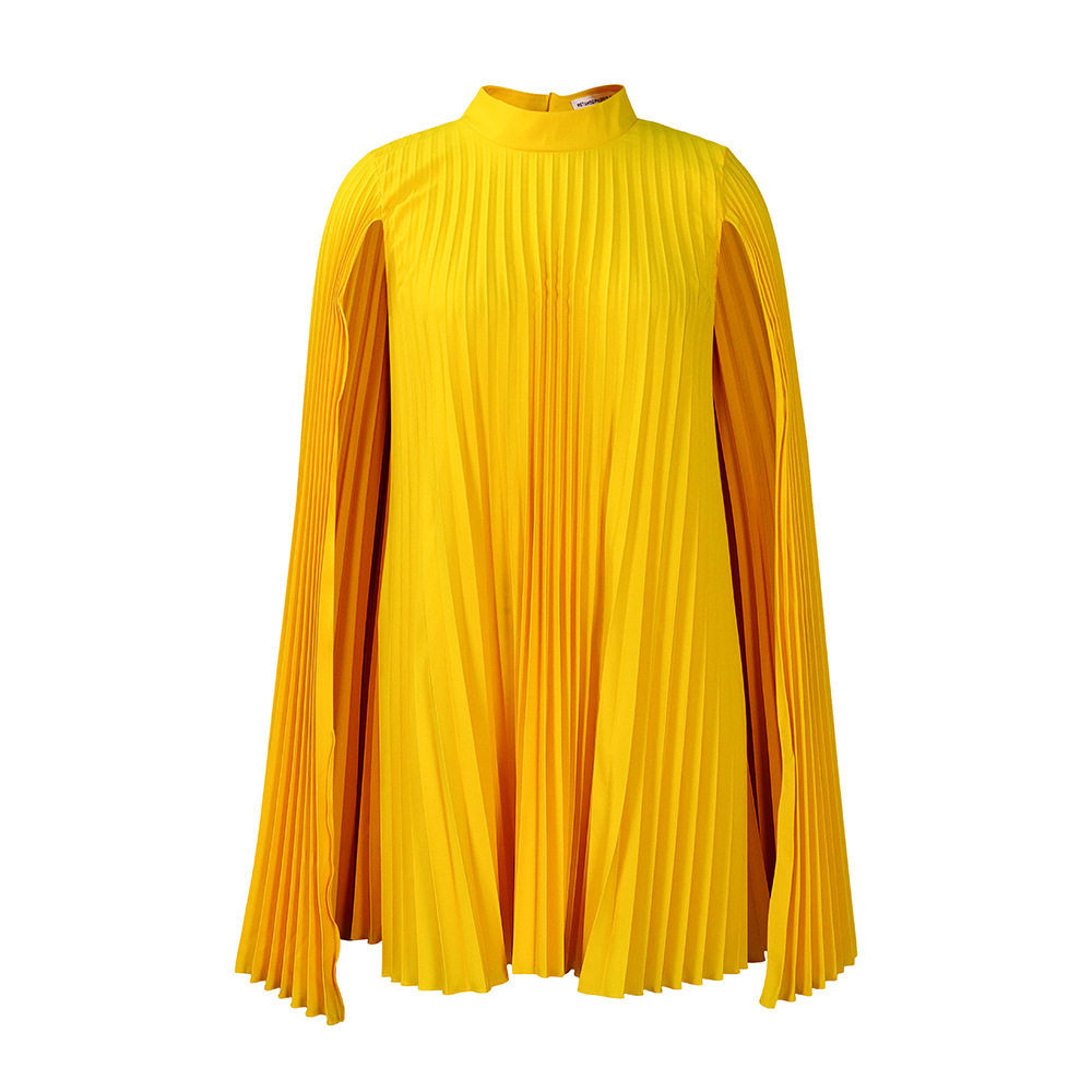Plus Size Batwing Sleeve Dress Fashionable Loose Fit Pleated Design Elegant Style Spring Collection Wholesale