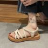 Sandals for Women 2024 New Summer Versatile Flats Fairy Style Student Casual Retro Roman Popular Sandals Ins Trend