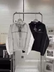 (Original Version) Nk's New Autum Small Logo Hook Hooded Outdoor Sports Windbreaker Pure Color Reflective Men's Cardigan