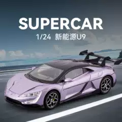 1:24 Scale Alloy Toy Car with Pull-Back Function, Sound and Light, Realistic Sports Car Model for Boys, Small Car Model Ornament, Rv