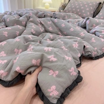 Live Streaming Maternal and Infant Grade Aerobic Double-Layer Gauze Four-Piece Set, Soft Gauze Three-Piece Set, Cross-Border Supply, Cross-Border Wholesale