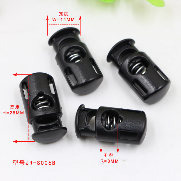 Factory Direct POM adjustable single and double hole elastic buckle spring buckle rope buckle box bag buckle cap rope elastic adjustment