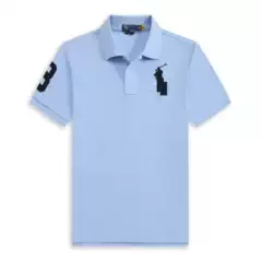 Cross-Border Raff Short-Sleeve Polo Shirt Summer Turn-Down Collar Solid Color Embroidered Large Horse Logo Men's Trendy Casual Loose Fit Plus Size