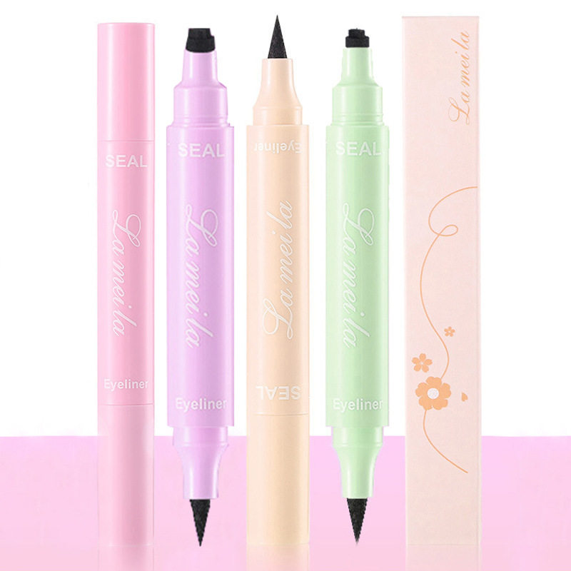 Cross-border double-headed seal eyeliner pen tattoo star smiling face love triangle embellishment pen is not easy to faint eyeliner pen