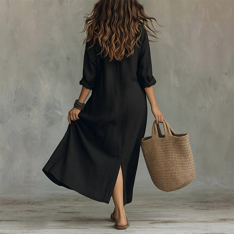 Summer Long Dress for Women Elegant Solid Color Fashionable Style Perfect for Casual or Formal Occasions Wholesale
