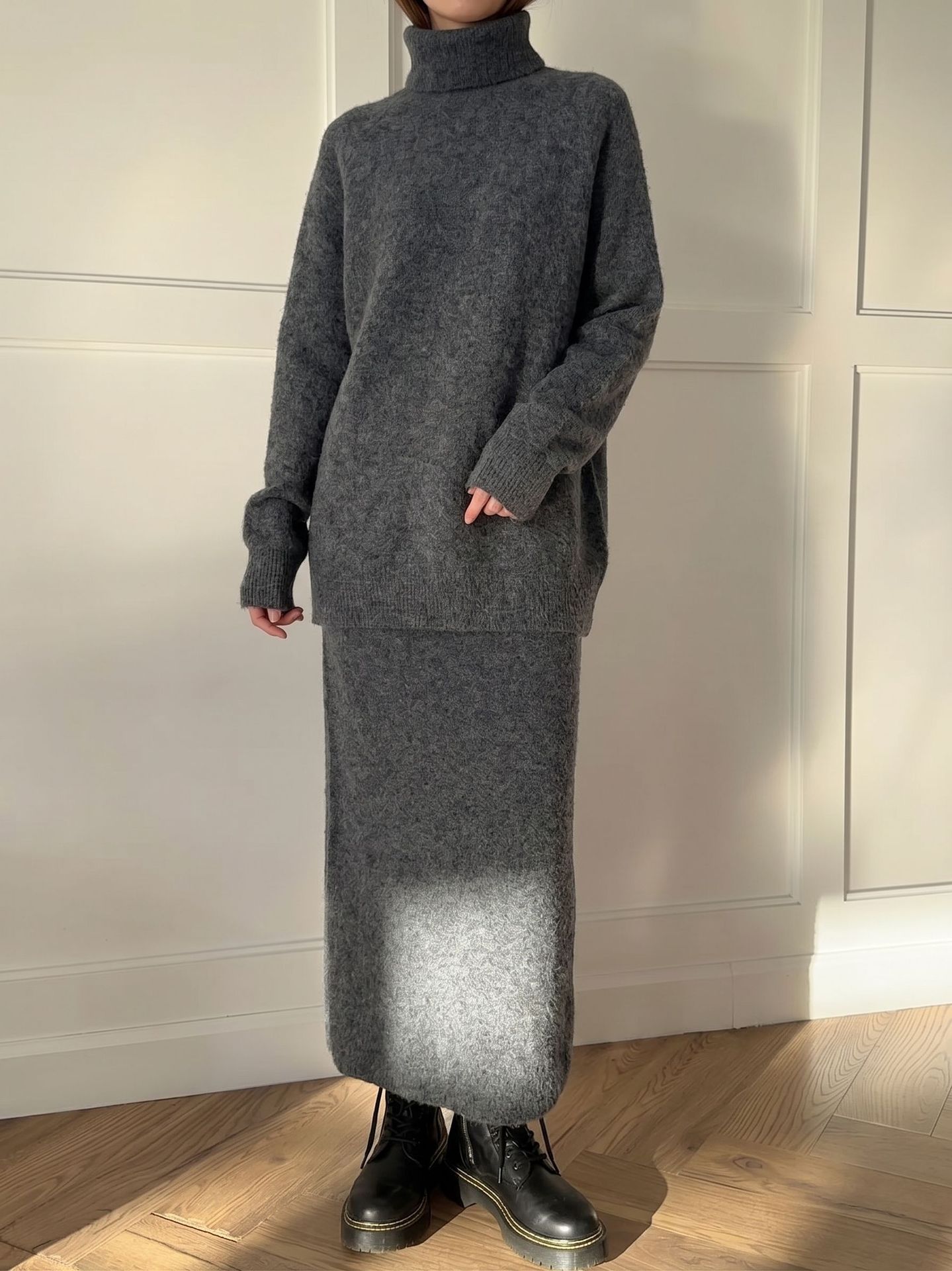 Womens Loose Knit Sweater and Wide Leg Pants Set Wool Blend Autumn Winter Casual Style Wholesale Available