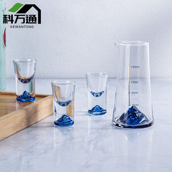Guofeng Light Luxury Ice Blue Liquor with Wine Jug Crystal Glass Mountain Shaped Wine Glass Household Restaurant Gift Wine Gift Box