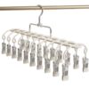Stainless Steel Sock Drying Rack with Multiple Clips for Student Dormitory, Home Balcony Windproof Drying Rack for Underwear and Socks