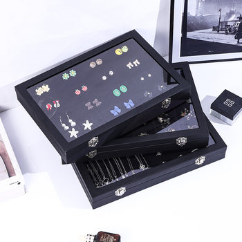 Large Black Leather Jewelry Box Jewelry Box Storage Box Jewelry Transparent Jewelry Box Display Box Necklace Box Ready for Sale
