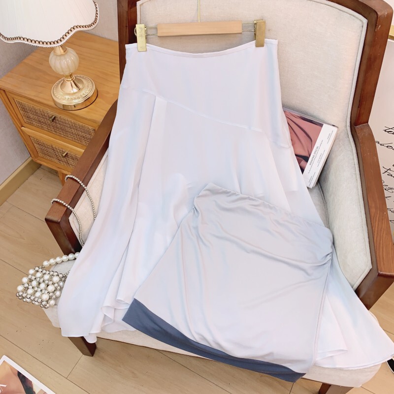 Set áo quây phối màu kèm chân váy bất đối xứng phong cách thanh lịch — Áo, Chân váy