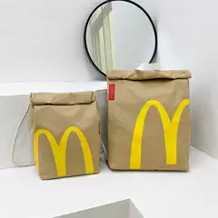 McDonald's Schoolbag Paper Bag Printed Lunch Box Bucket Bag Personalized Student Schoolbag Casual Bucket Pocket Shoulder Bag