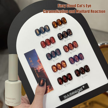 Temu Cross-Border Color Fire Cloud Cat Eye Nail Polish 15Ml*10Pcs Free Painted Color Plate Export Nail Art Wholesale