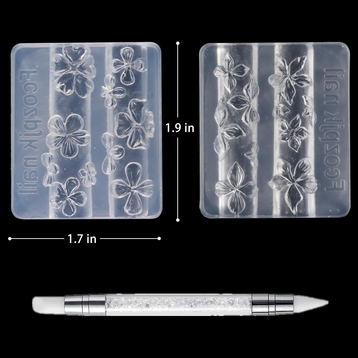Manicure Carved Silicone Abrasive Silicone Pen 3-Piece Set Ice Flower Frangipani High Transparent Silicone Abrasive Manicure Tool