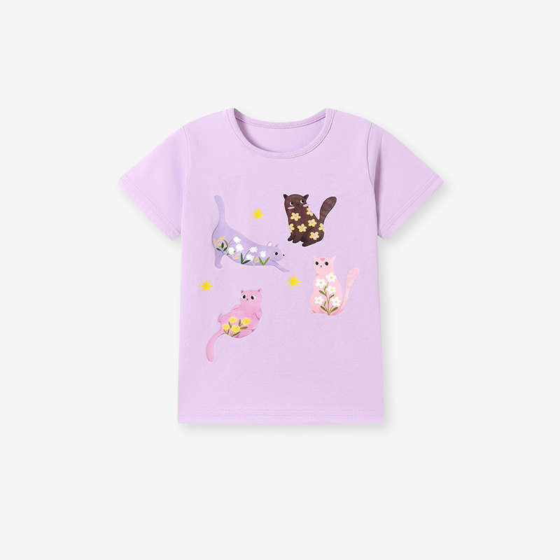 Summer Short-sleeve Girls' Set, [Style] Cartoon Kids' T-shirt, Cute Baby Top