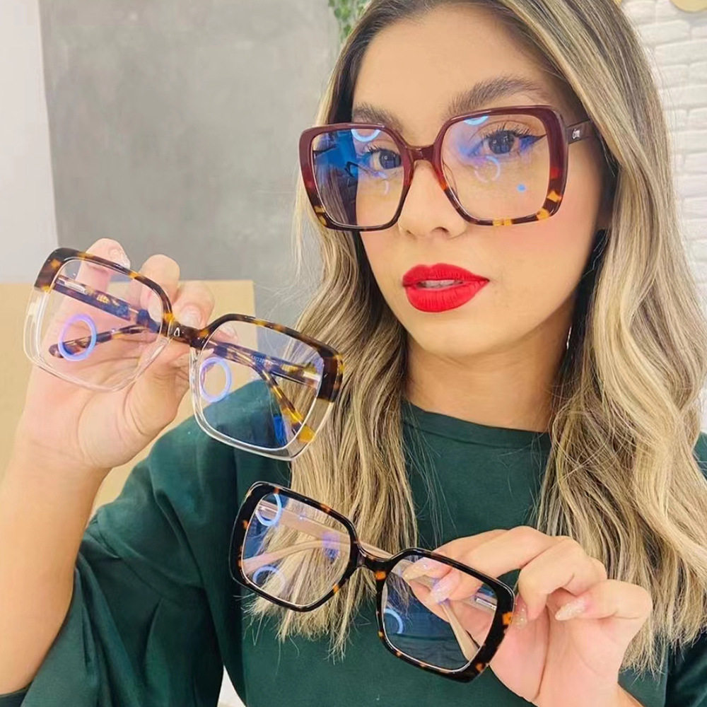 TR90 anti-blue light ferrule ins Internet-famous same style flat glasses square glasses frame women's retro matching myopia glasses frame