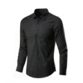 Long Sleeve Solid Color Shirt Black