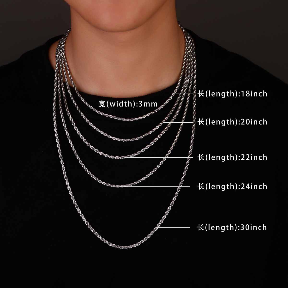 Cross-border European and American fashion hip hop trend long chain high sense neck chain twist chain lobster buckle necklace necklace wholesale