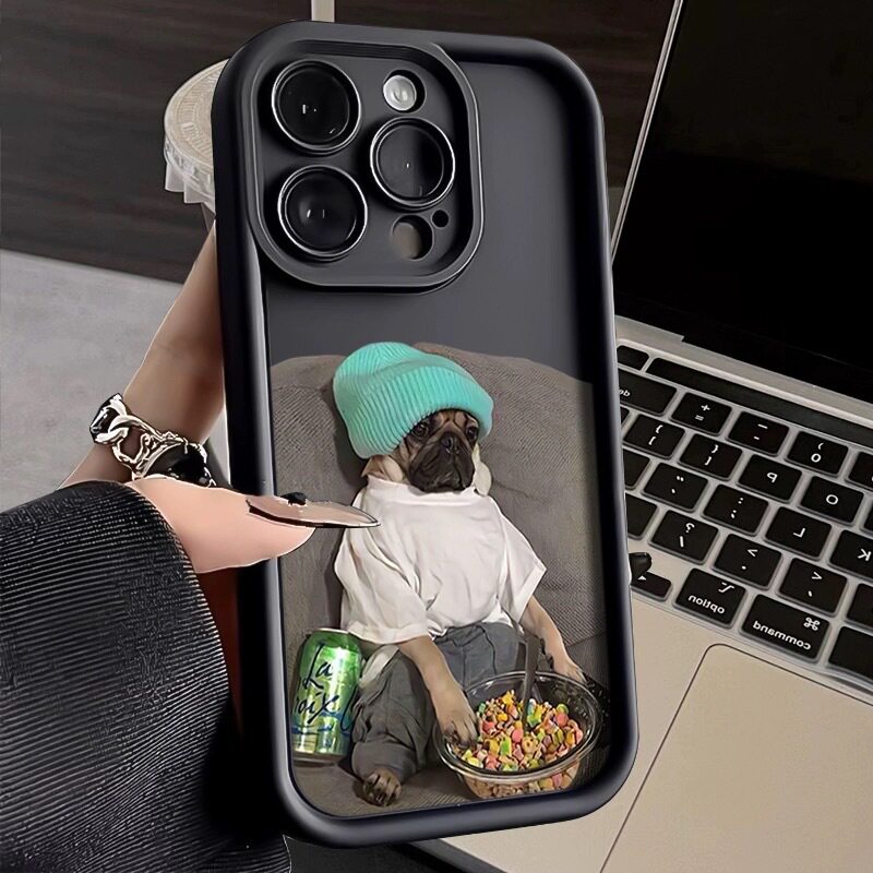 For Apple iPhone15/14promax phone case cartoon puppy 13/12/11/16 popcorn