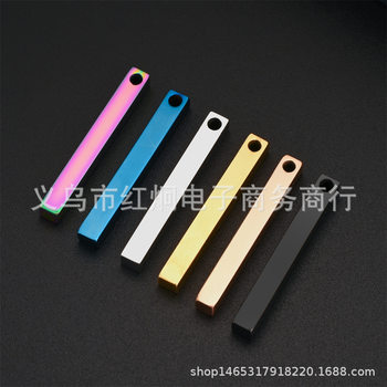 Directly Supplied from the Manufacturer, Stainless Steel Three-Dimensional Long Strip Necklace Pendant, Square Column Keychain, Exclusively for Cross-Border Sales, Popular on Instagram