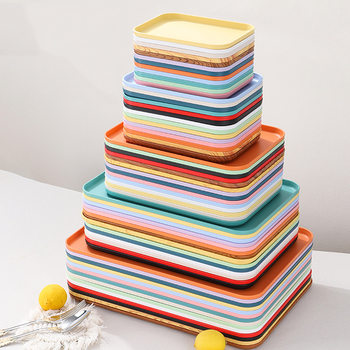 Cross-Border Rectangular Plastic Tray for Home Use, Hotel, Restaurant Serving Tray, Restaurant Tray, Bakery Storage Tray