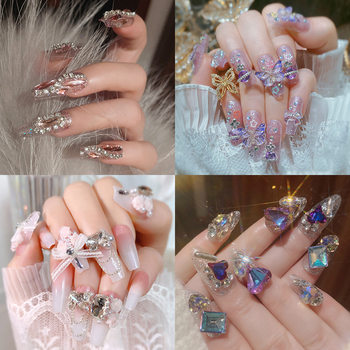 Handmade Nail Art Wear Finished Products Advanced Pure Wind Nail Patch Finished Products Full Diamond Large Diamond Nail Art Patch Collection