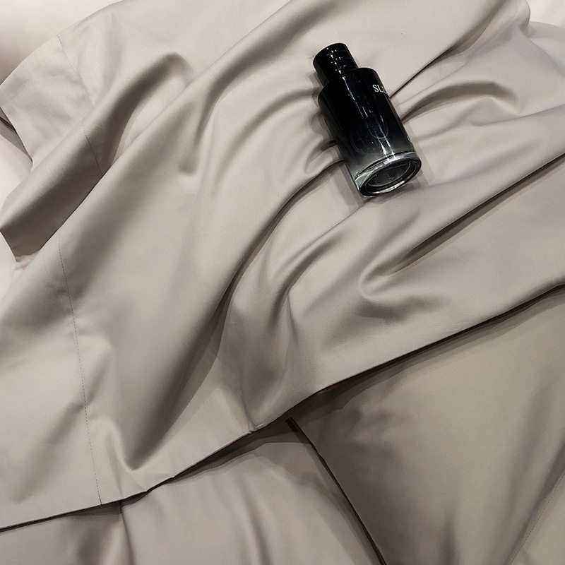 Class a Solid Color Long-Staple Cotton Four-Piece Bedding Set, Thickened Pure Cotton Bed Sheet, Duvet Cover, Fitted Sheet, Dormitory Three-Piece Set