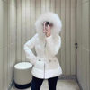 Imported Fox Fur Waist-Cinching Slim-Fit Women's down Jacket Coat
