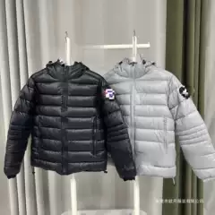 Overseas Version 23 Large E Warm Solid Color Hooded Logo Cotton Jacket Men's Series Coat Shiny Surface