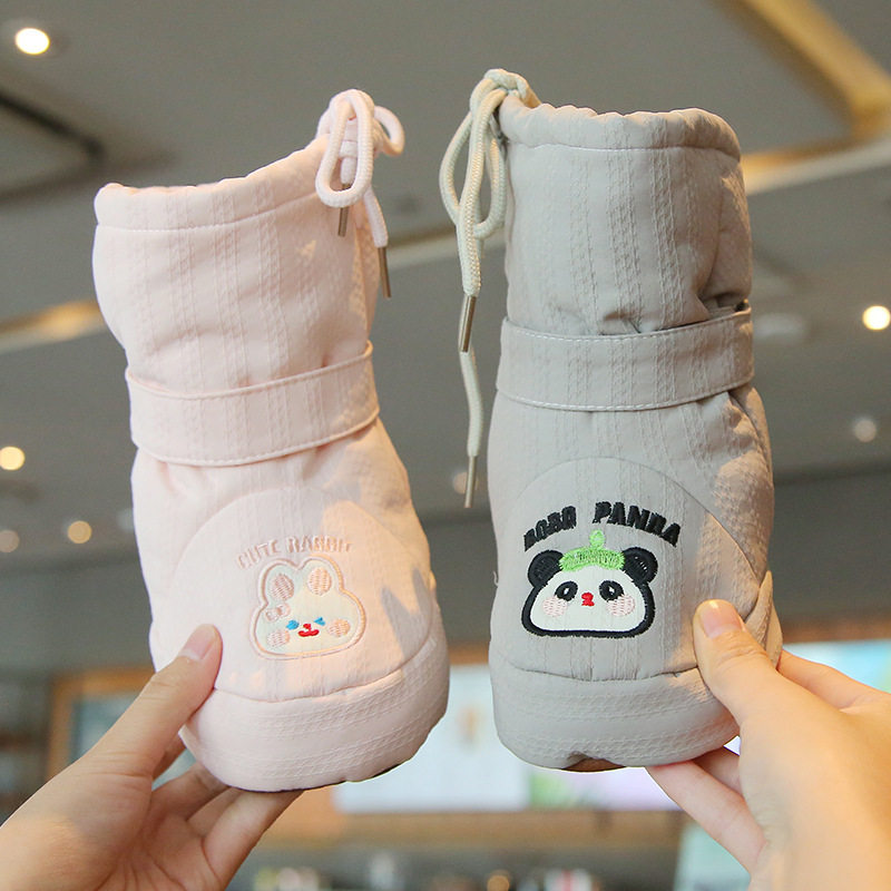 Cross-Border Wholesale Baby Autumn and Winter Warm Cotton Shoes Fleece-Lined Thick High Snow Boots 0-6-15 Months Non-Slip Soft Sole