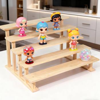 Doll Blind Box Doll Display Rack Storage Rack Bubble Mat Display Pure Solid Wood Ladder Small Shelf Home Retro