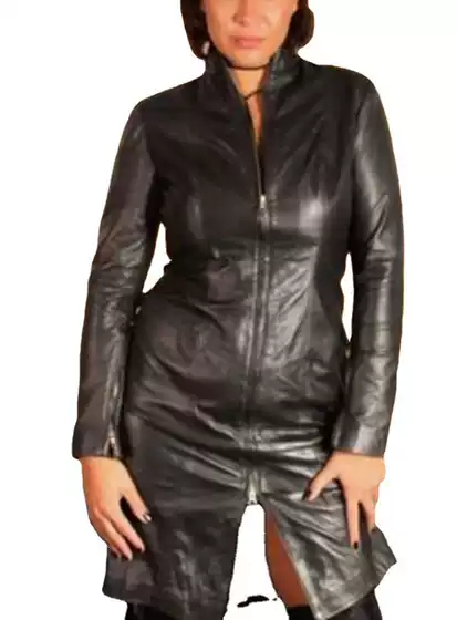 2021 Autumn New Pu Leather Cross-Border Sexy Long Waist Dress Leather Skirt Zipper Leather Jacket