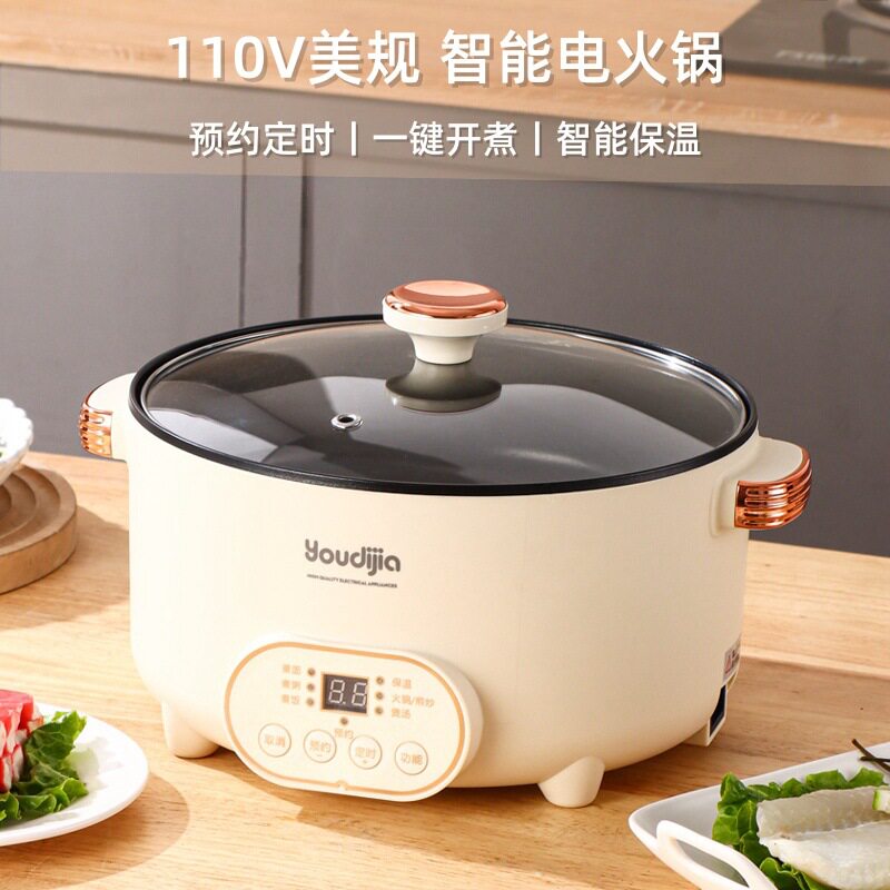 110V多功能智能电煮锅台湾日本美国加拿大宿舍家用电热火锅,淘宝优惠券,粉丝福利购,淘宝优惠卷
