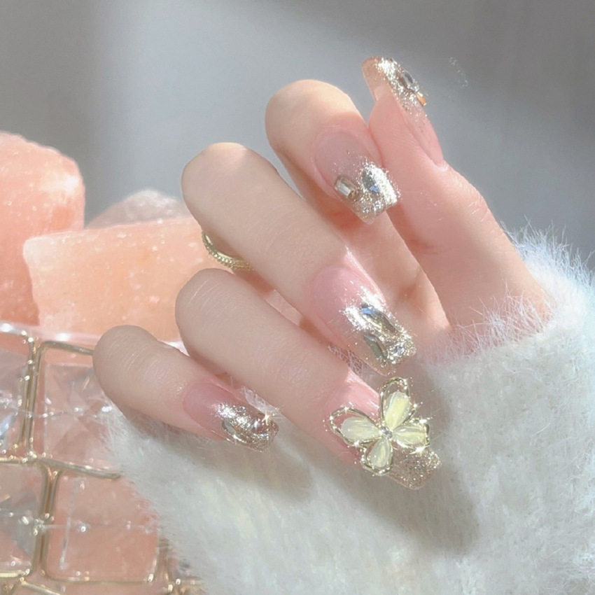 New Nail Art Wear Advanced Pure Wind Flash Diamond Nail Patch Wear Armor Butterfly Nail Art Patch Wholesale A40