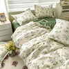 Fresh Style Washed Cotton Four-piece Bedding Bed Sheet Quilt Cover Korean Style Princess Floral Girl Dormitory Three-piece Set