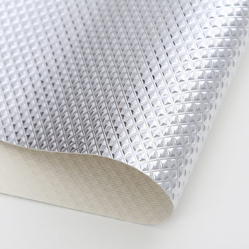 Cool Leather Seat Cushion Leather Silver Square Diamond 0.6mm Foamed Silver Checkered Pattern White Background Mesh Pvc Artificial Leather Leather