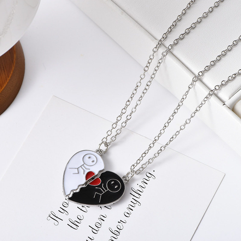 欧美饰品 BEST FRIENDS心型方块吊坠 闺蜜吊坠心形项链