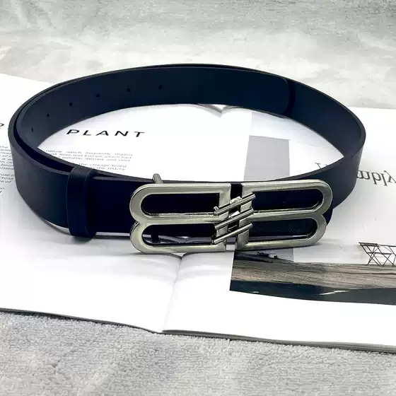 Internet Popular All-match Fashion Double B Letter Belt Design Sense Unisex Trendy Blogger Same Style Simple Style and Durable