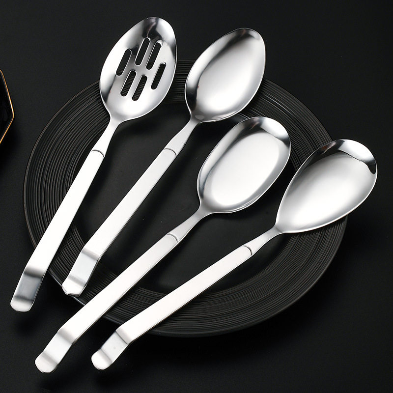 Stainless Steel Lengthen Thickened Hotel Restaurant Buffet Spoon Service Split Common Spoon Soup Colander Laser LOGO
