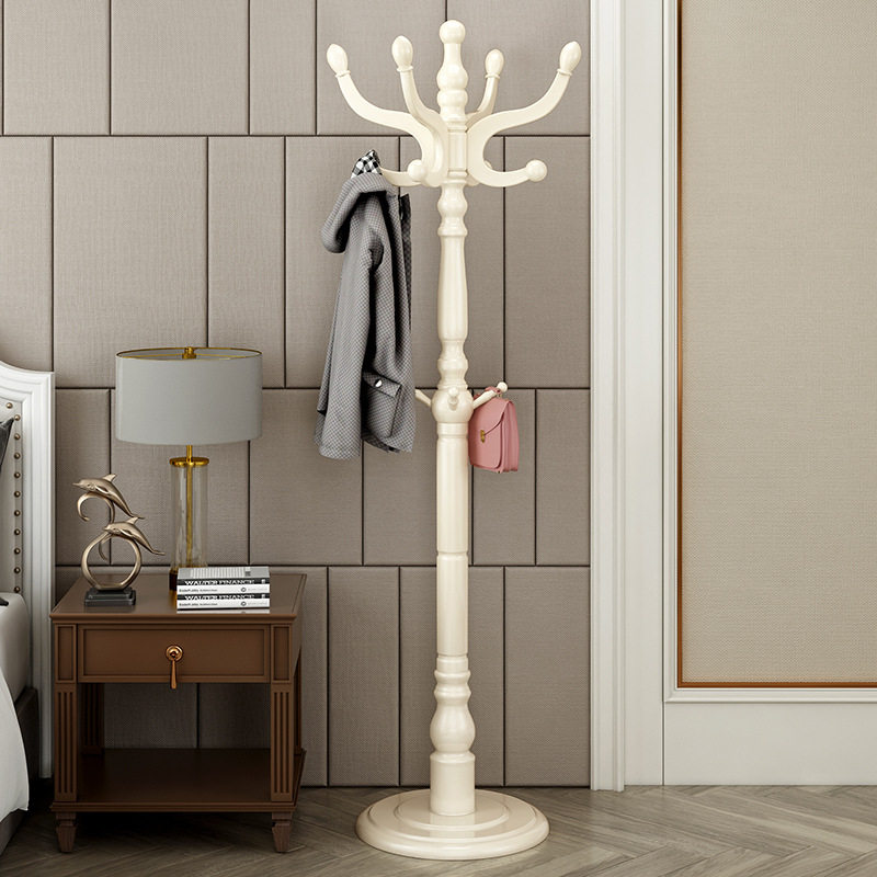 Clothing Rack Manufacturer, New Chinese Style, Space-Saving, Bedroom Floor-Standing, Light Luxury, Simple Solid Wood Clothes Hanger, Available for Wholesale