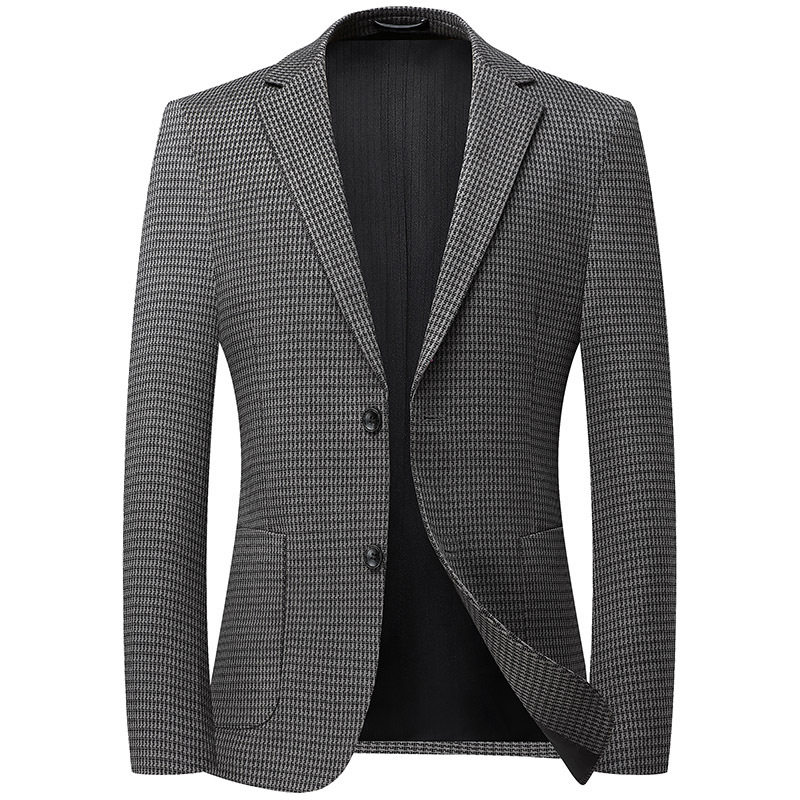 Áo Blazer Nam Thu Đông Dáng Ôm Co Giãn Chống Nhăn Màu Xám