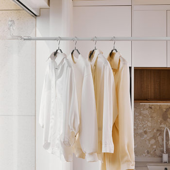 Carefully Selected Suction Cup Telescopic Clothes Drying Rod, Punch-Free Clothes Drying Rack, Shower Curtain Rod, Balcony Clothes Drying Artifact Support Rod, Curtain Rod