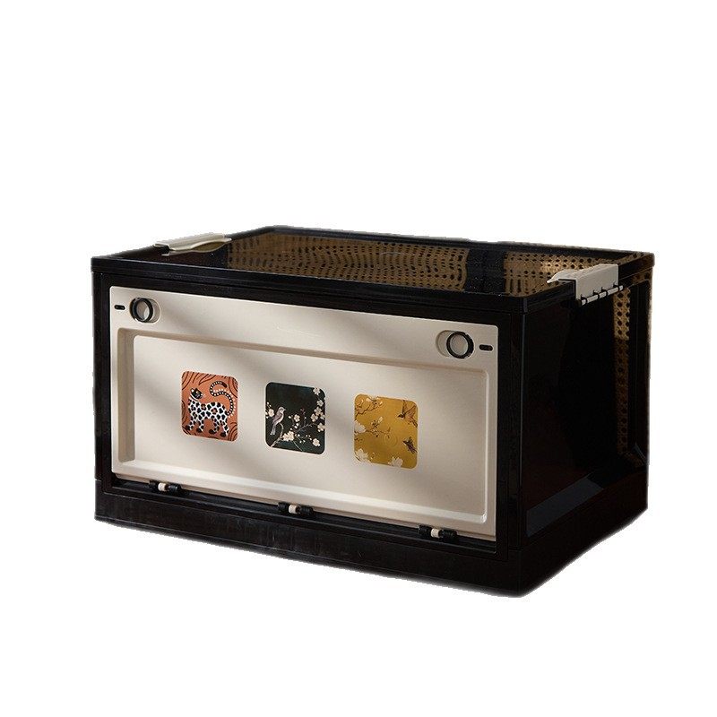 Medieval Style Clothes Storage Box Large Capacity Plaid Cabinet Storage Basket High-End Foldableable Drawer-Type Household Organizing Box