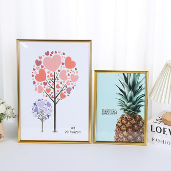 Luxurious Gold Pvc Plastic Photo Frame Display Stand 8inch 10inch A4A3 Business License Picture Frame Modern Decorative Frame