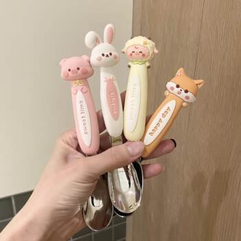 Cartoon ingot spoon household 316 stainless steel food grade cute baby baby food supplement eating spoon