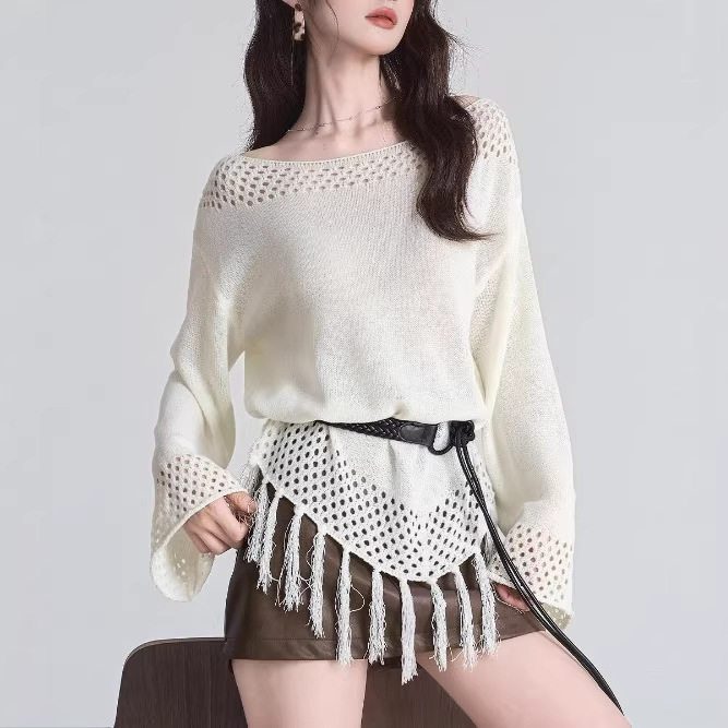 French high-end super good-looking tops chic and unique apri...