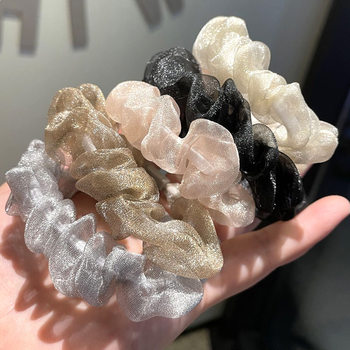 Organia yarn handmade small intestinal circle diy simple high elastic hair ornaments homemade temperament women do not hurt hair meatballs head hair ring