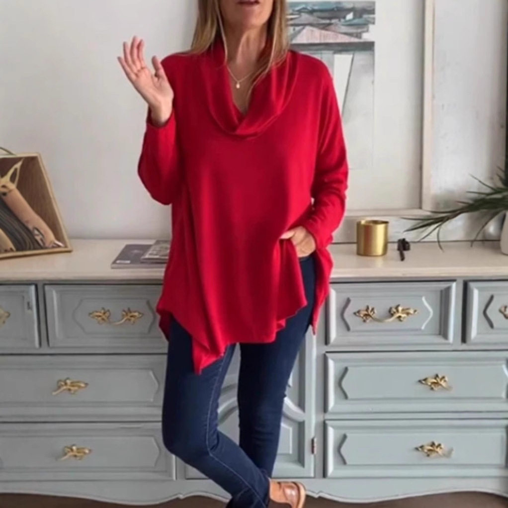 Long Sleeve Turtleneck Top Solid Color Comfortable Fit Versatile Style Autumn Winter Fashion Wholesale Available