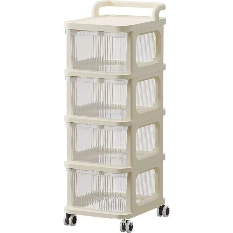 Multi-layer Trolley Storage Rack Cream Style Bedside Cabinet Wheeled Mobile Floor-standing Drawer-type Snack Toy Storage Rack