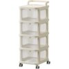 Multi-layer Trolley Storage Rack Cream Style Bedside Cabinet Wheeled Mobile Floor-standing Drawer-type Snack Toy Storage Rack