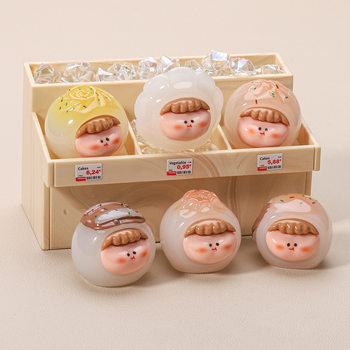 Luminous Breakfast Buns Dumplings Steamed Buns Resin Cartoon Blind Bag Car Home Ornaments Home Desktop Decorations